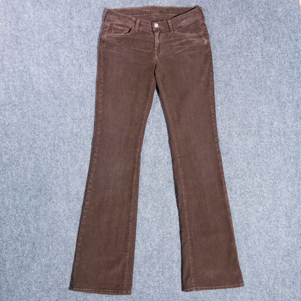 7 For All Mankind Bootcut Stretch Brown Corduroy Jeans Pants Women's 28x34.5 USA